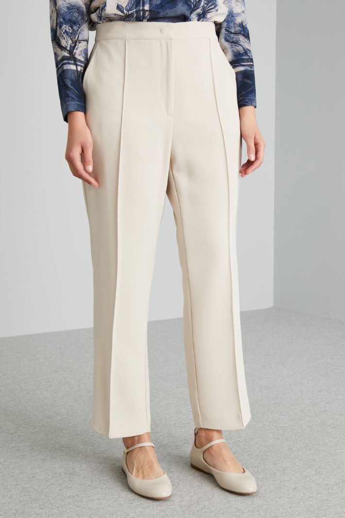 Pantaloni in cady con piega - AVORIO - Fashion Market - 2