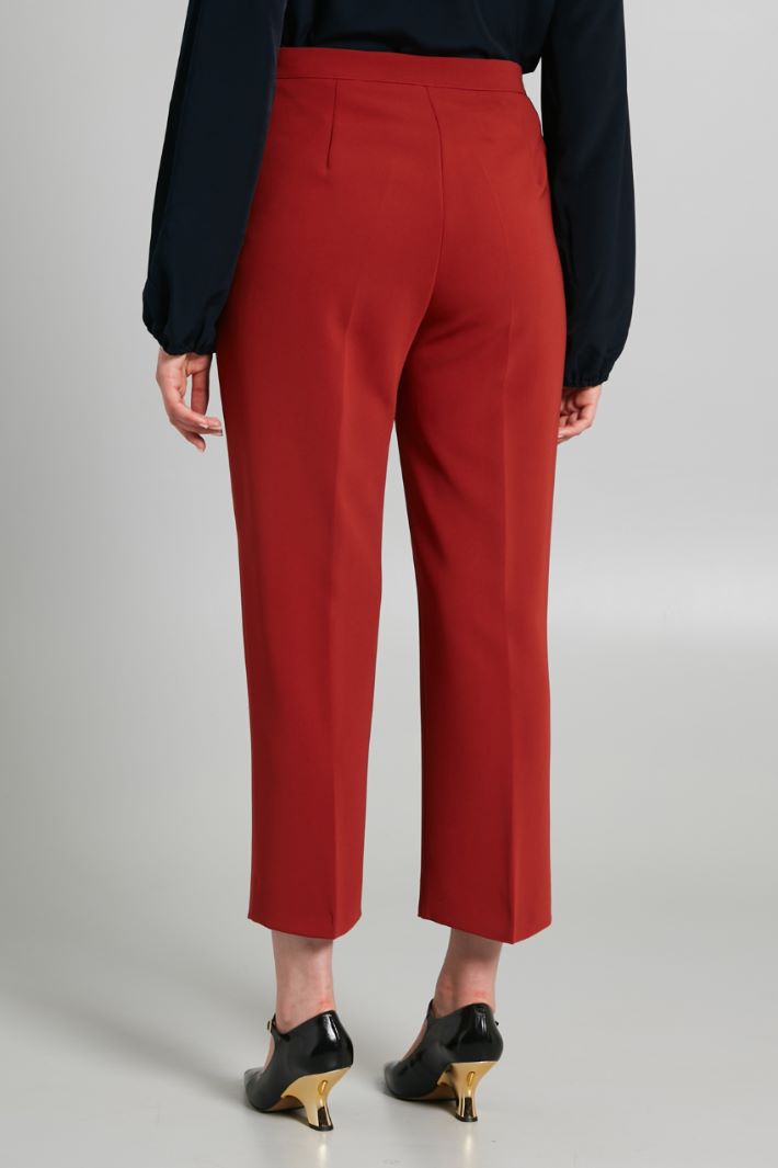 Pantaloni in cady con piega - MATTONE - Fashion Market - 4