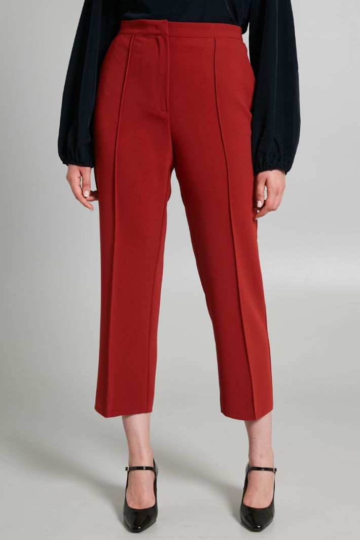 Pantaloni in cady con piega - MATTONE - Fashion Market - 2