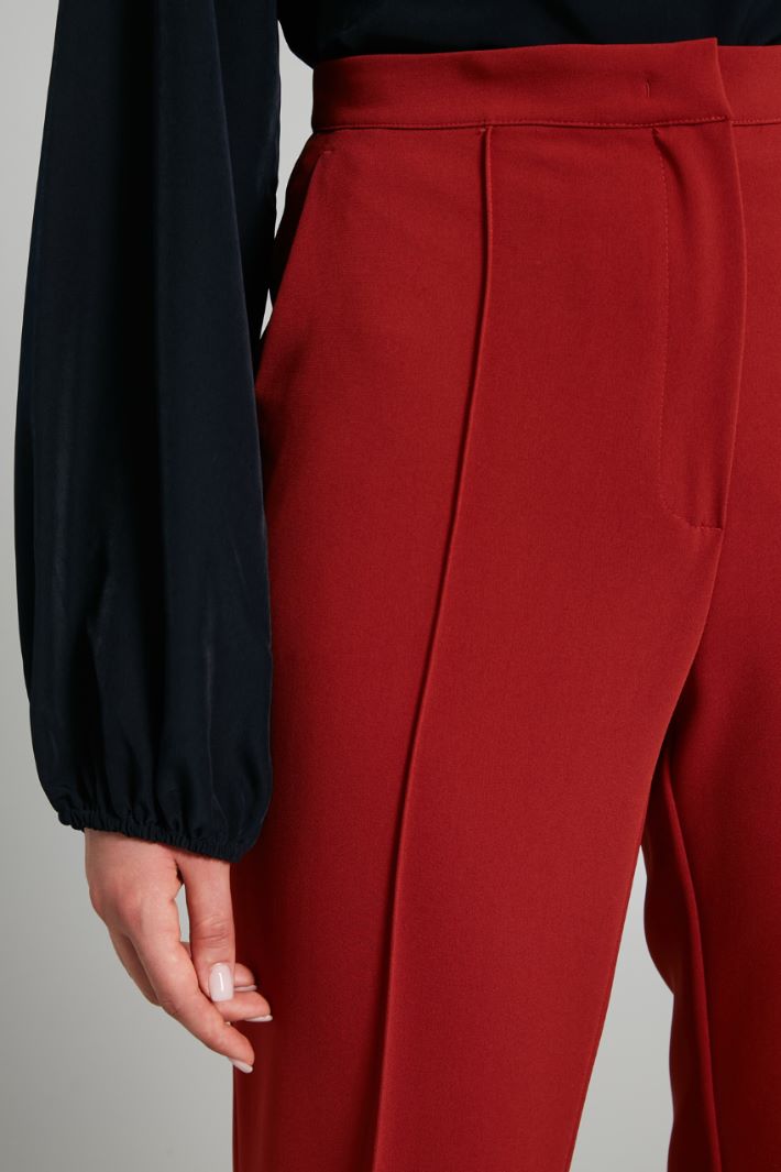 Pantaloni in cady con piega - MATTONE - Fashion Market - 3
