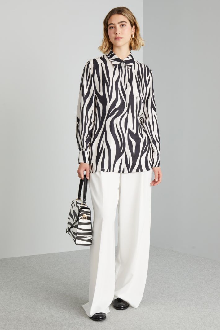 Pantaloni a palazzo in cady - BIANCO - Fashion Market