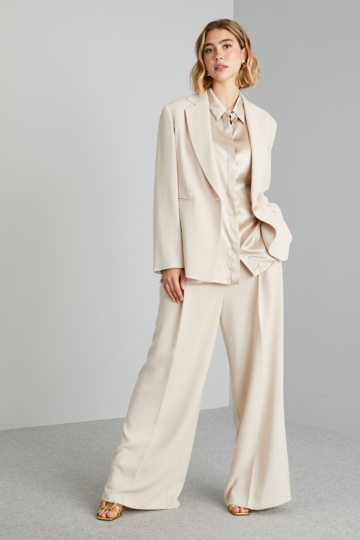 Pantaloni a palazzo in cady - AVORIO - Fashion Market