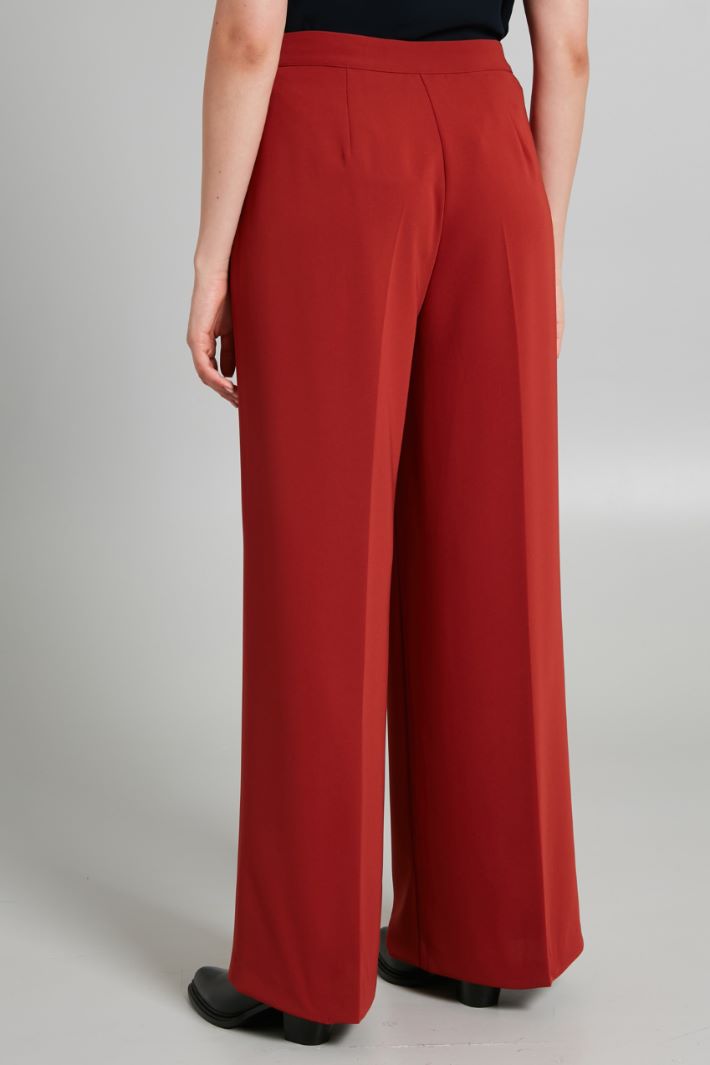 Pantaloni a palazzo in cady - MATTONE - Fashion Market - 4