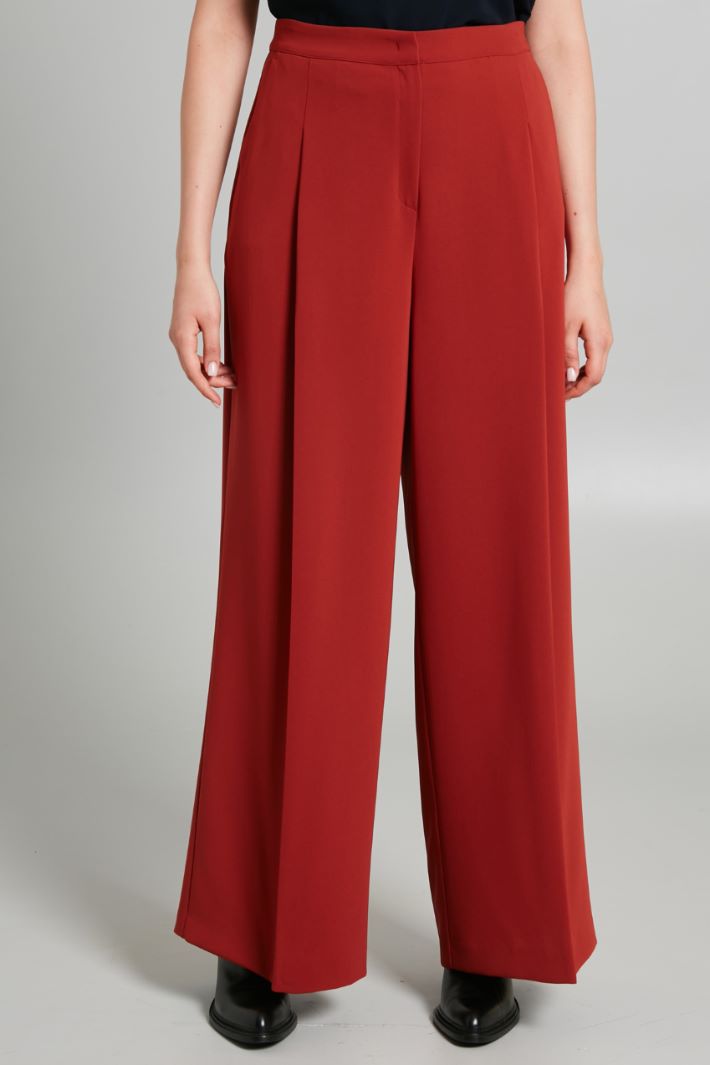 Pantaloni a palazzo in cady - MATTONE - Fashion Market - 2