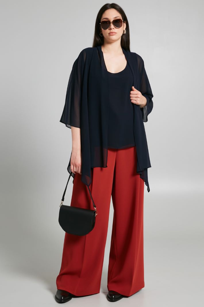 Pantaloni a palazzo in cady - MATTONE - Fashion Market