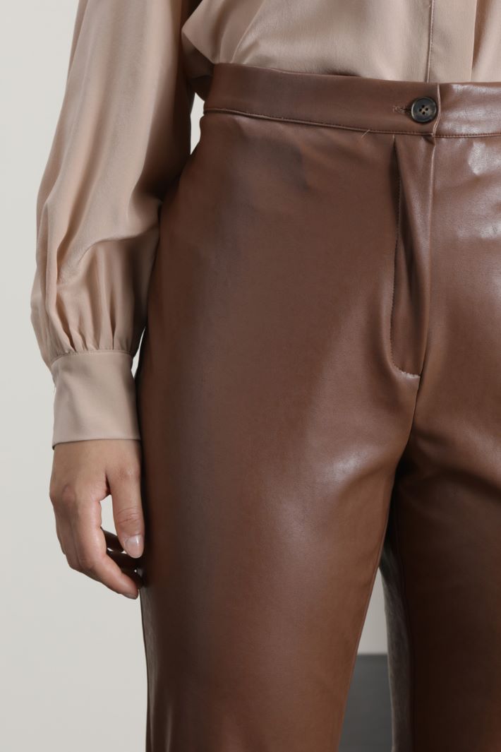 Pantaloni in simil pelle - MARRONE - Fashion Market - 3
