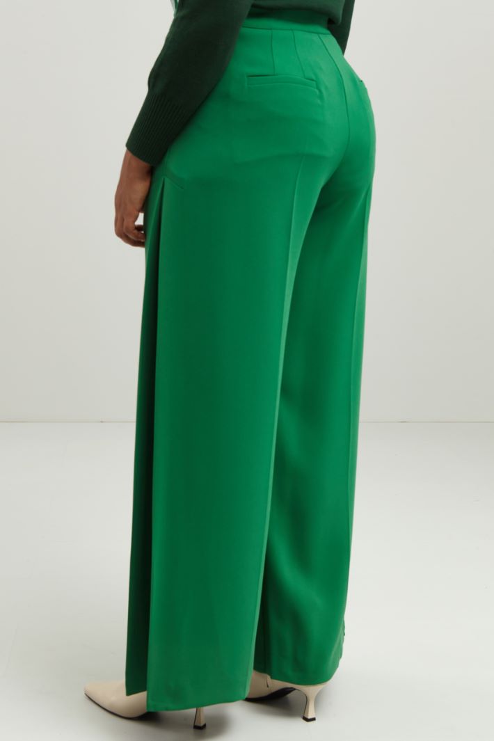 Pantaloni a palazzo in cady - VERDE PRATO - Fashion Market - 4