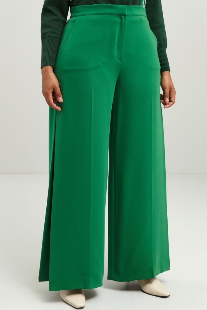 Pantaloni a palazzo in cady - VERDE PRATO - Fashion Market - 2