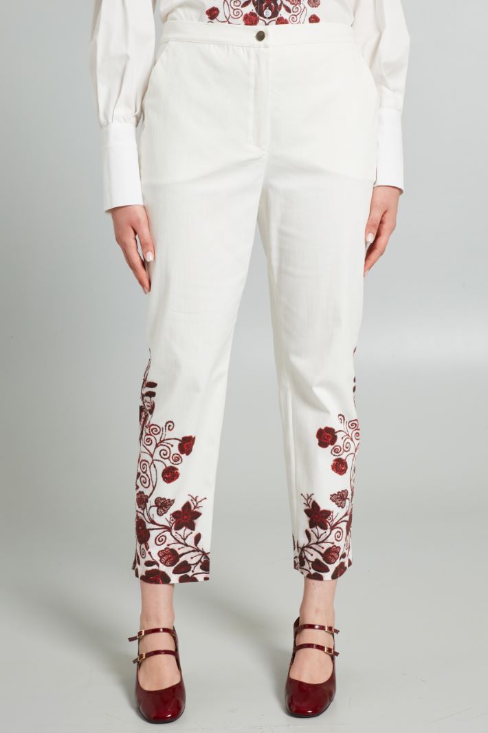 Pantaloni in gabardina  - BIANCO ROSSO - Fashion Market - 2
