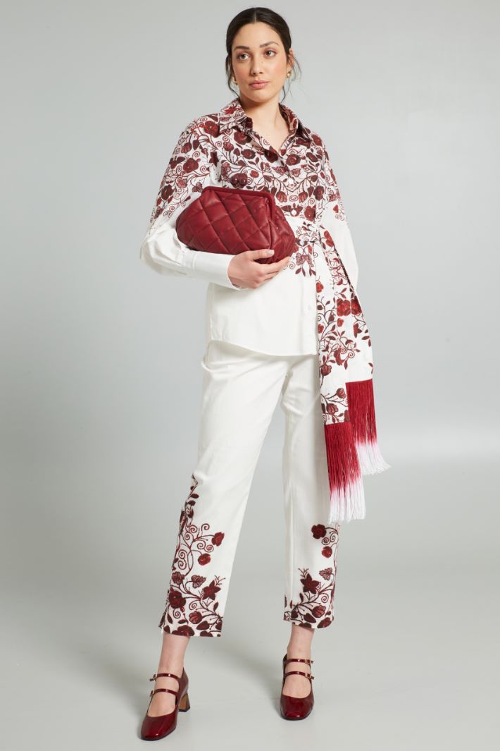 Pantaloni in gabardina  - BIANCO ROSSO - Fashion Market