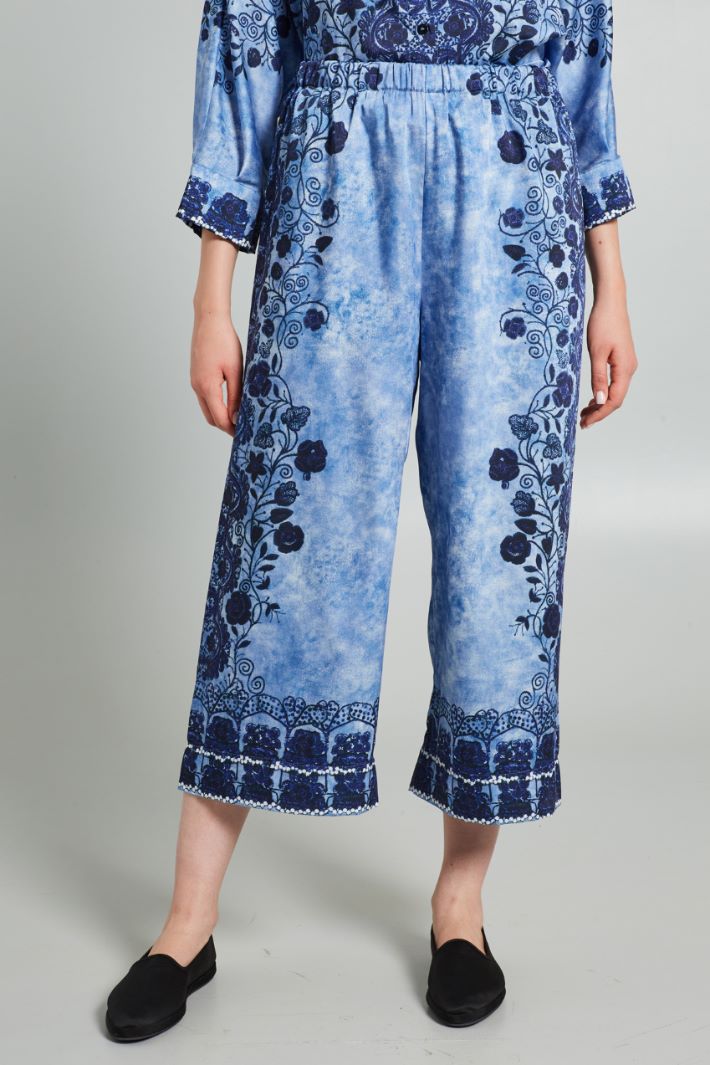 Pantaloni in twill  - AZZURRO - Fashion Market - 2