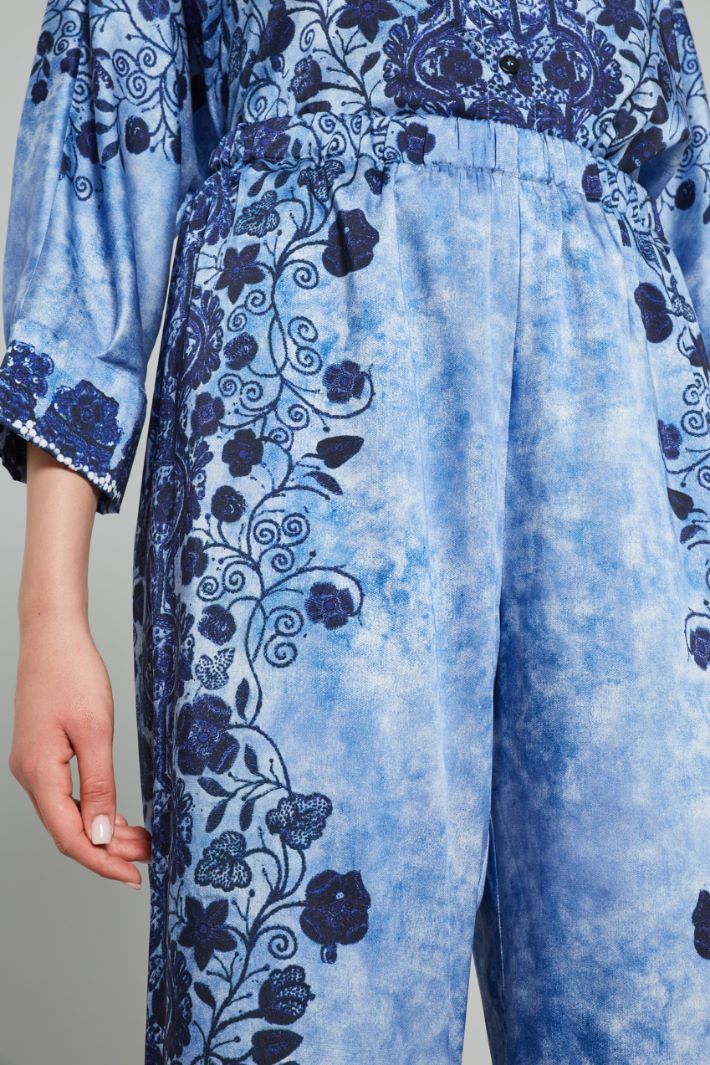 Pantaloni in twill  - AZZURRO - Fashion Market - 3