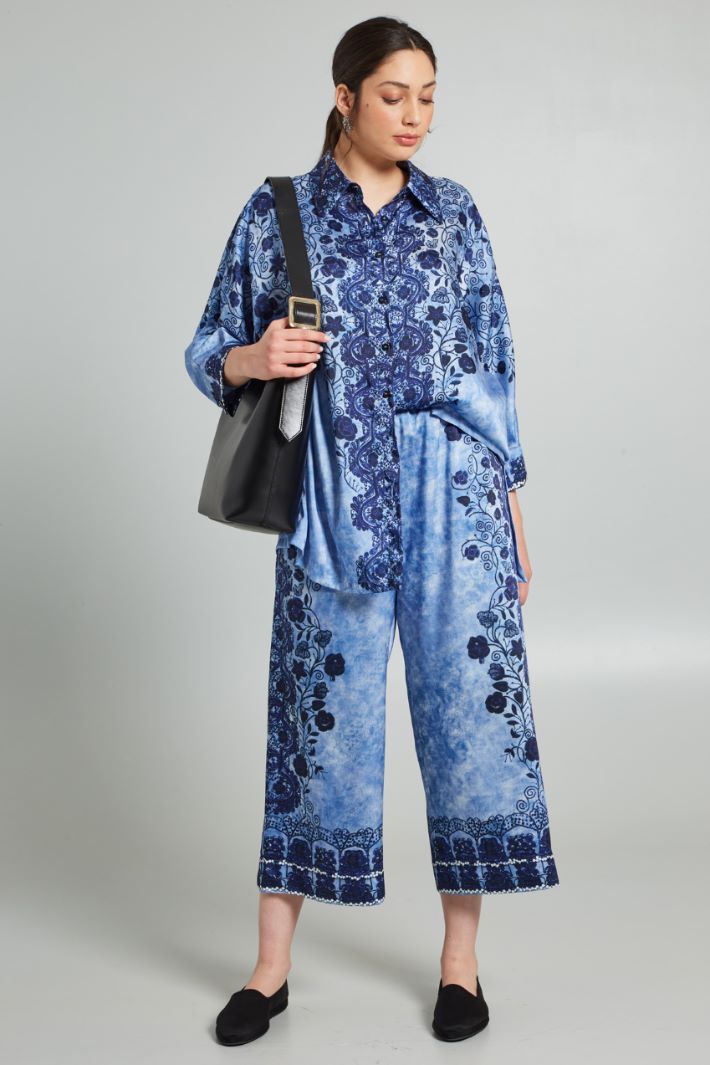 Pantaloni in twill  - AZZURRO - Fashion Market