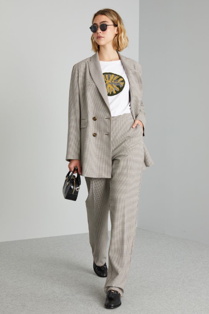 Pantaloni dritti in batavia - MARRONE NERO PANNA - Fashion Market