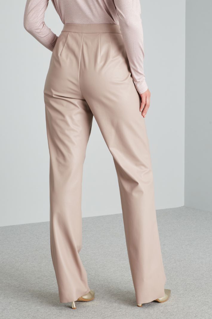 Pantaloni dritti in jersey spalmato - ROSA POLVERE - Fashion Market - 4
