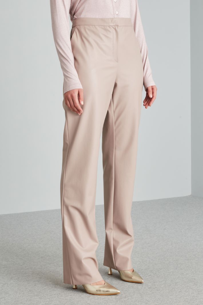 Pantaloni dritti in jersey spalmato - ROSA POLVERE - Fashion Market - 2