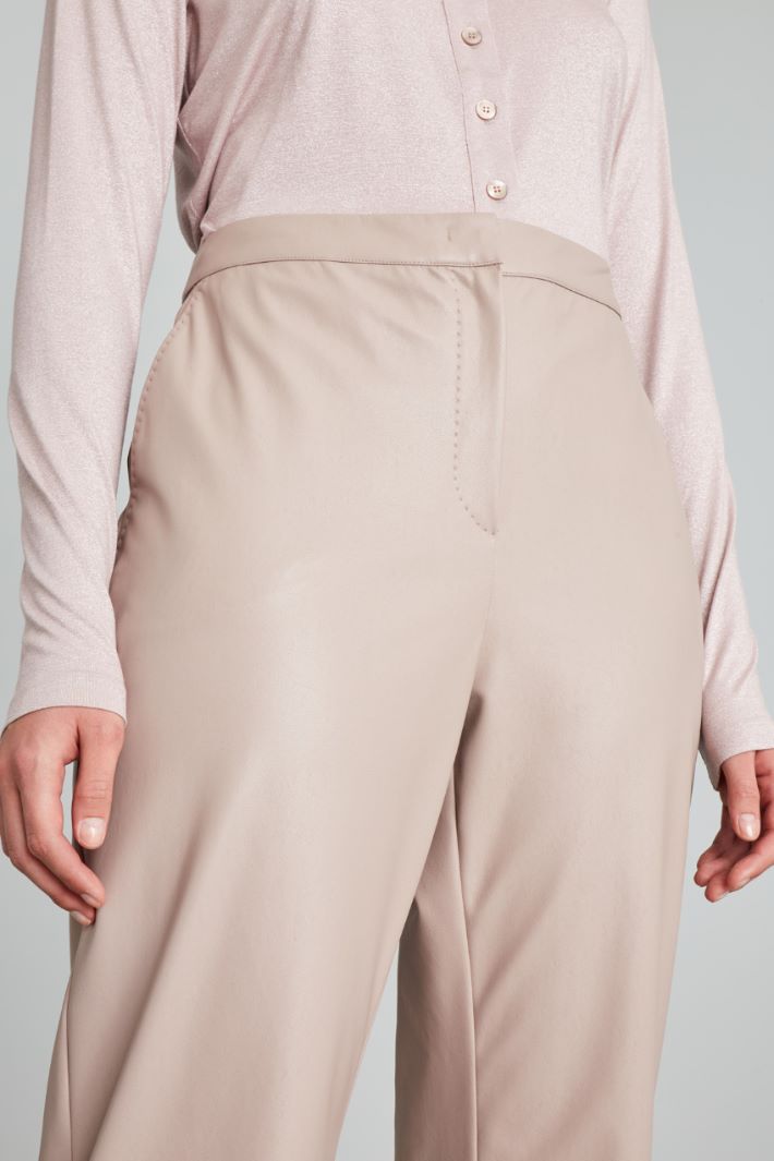 Pantaloni dritti in jersey spalmato - ROSA POLVERE - Fashion Market - 3