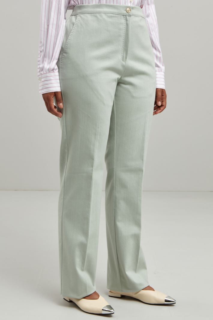 Pantaloni in cotone  - VERDE PASTELLO - Fashion Market - 2