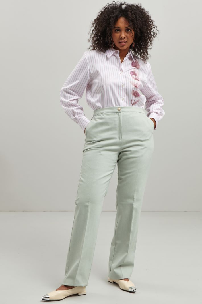 Pantaloni in cotone  - VERDE PASTELLO - Fashion Market