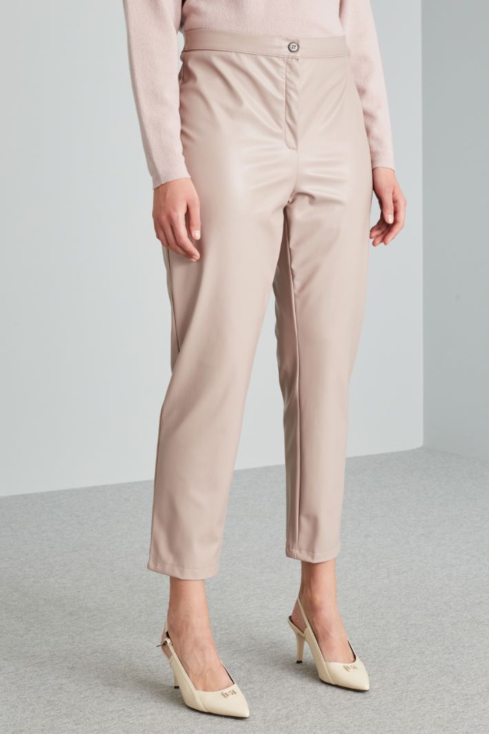 Pantaloni slim in jersey spalmato - ROSA POLVERE - Fashion Market - 2