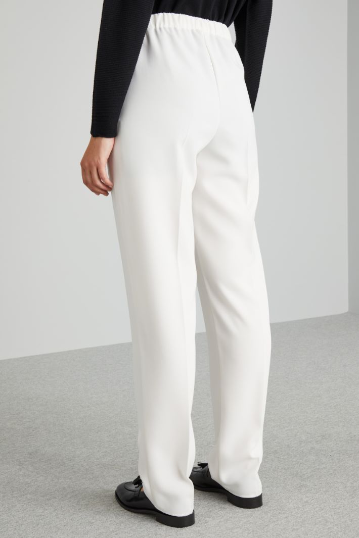 Pantaloni dritti con elastico - BIANCO - Fashion Market - 4