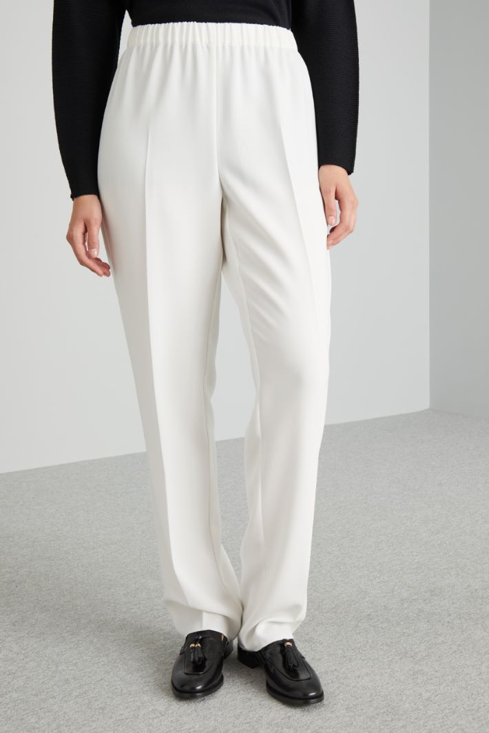 Pantaloni dritti con elastico - BIANCO - Fashion Market - 2
