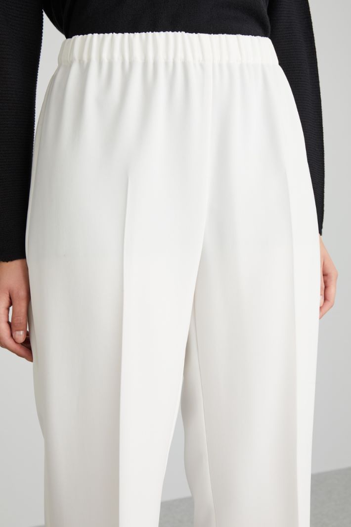 Pantaloni dritti con elastico - BIANCO - Fashion Market - 3