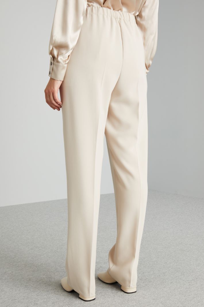 Pantaloni dritti con elastico - AVORIO - Fashion Market - 4