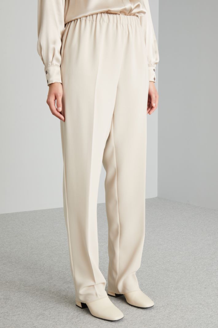 Pantaloni dritti con elastico - AVORIO - Fashion Market - 2