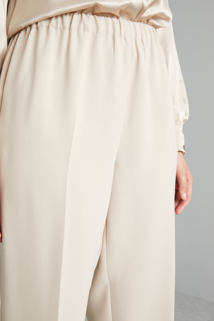 Pantaloni dritti con elastico - AVORIO - Fashion Market - 3