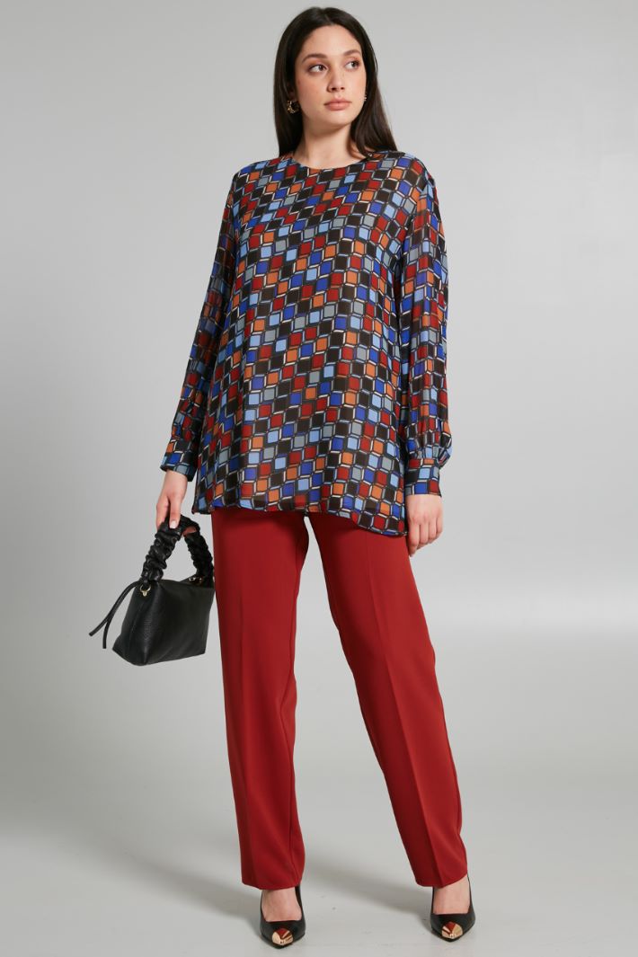 Pantaloni dritti con elastico - MATTONE - Fashion Market