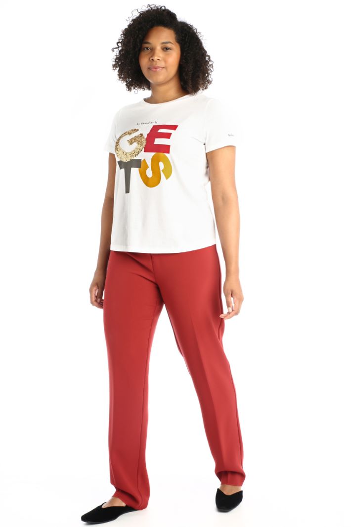 Pantaloni dritti in cady - MATTONE - Fashion Market