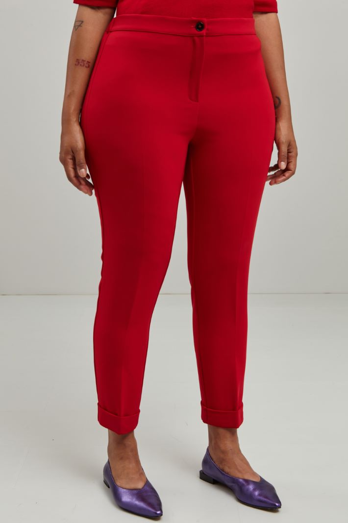 Pantaloni a sigaretta in cady - ROSSO - Fashion Market - 2