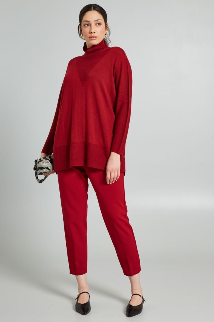Pantaloni a sigaretta in cady - ROSSO - Fashion Market