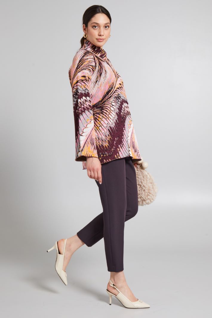 Pantaloni a sigaretta in cady - PRUGNA - Fashion Market