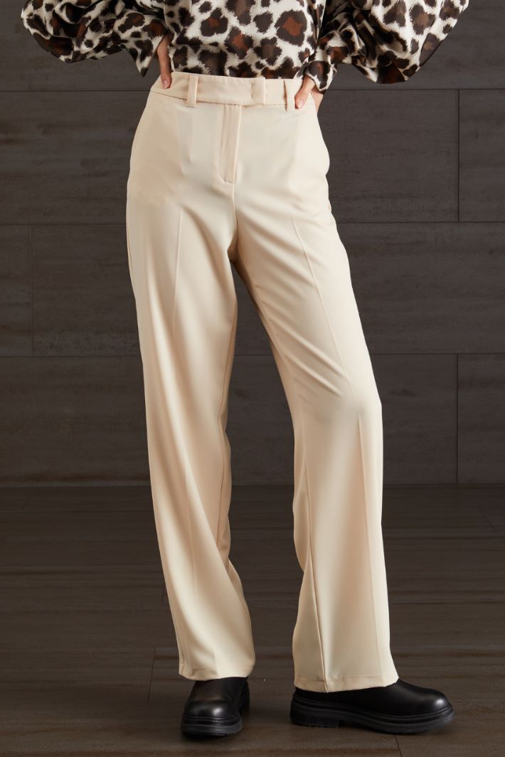Pantaloni con piega stirata - ECRU - Fashion Market - 2