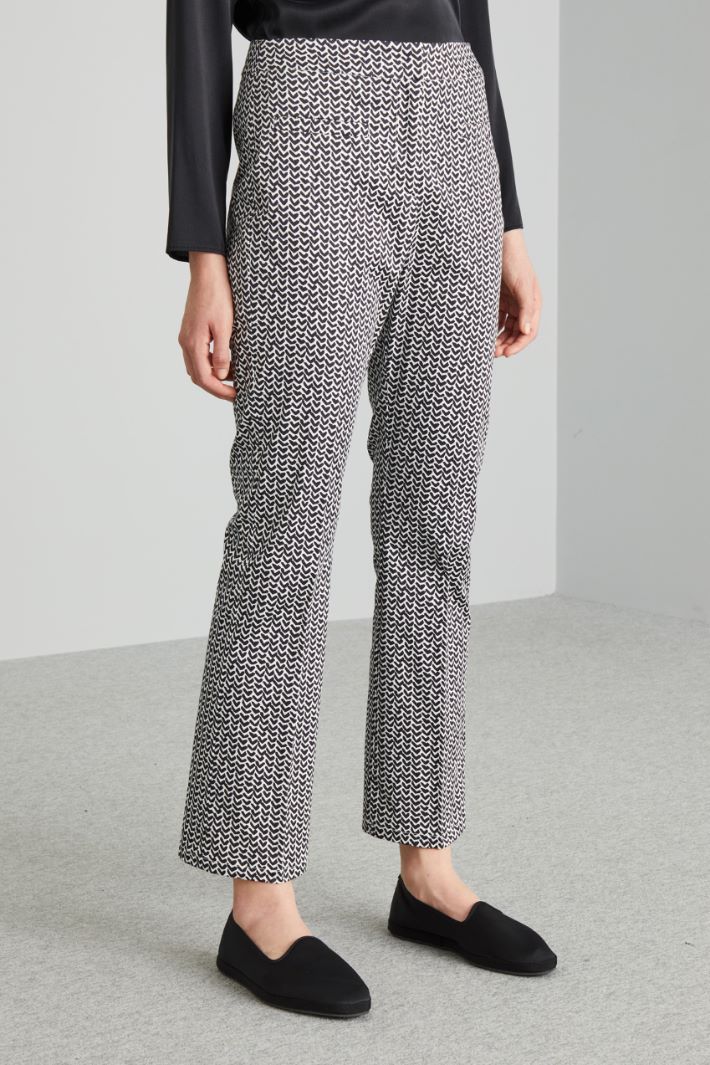 Pantaloni in raso di cotone - NERO BIANCO - Fashion Market - 4