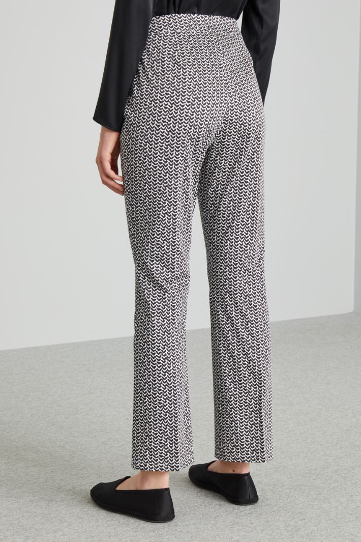 Pantaloni in raso di cotone - NERO BIANCO - Fashion Market - 2