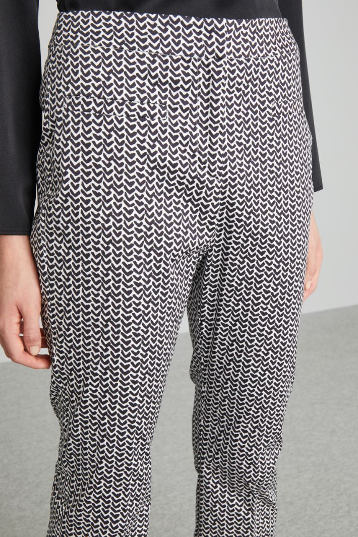 Pantaloni in raso di cotone - NERO BIANCO - Fashion Market - 3