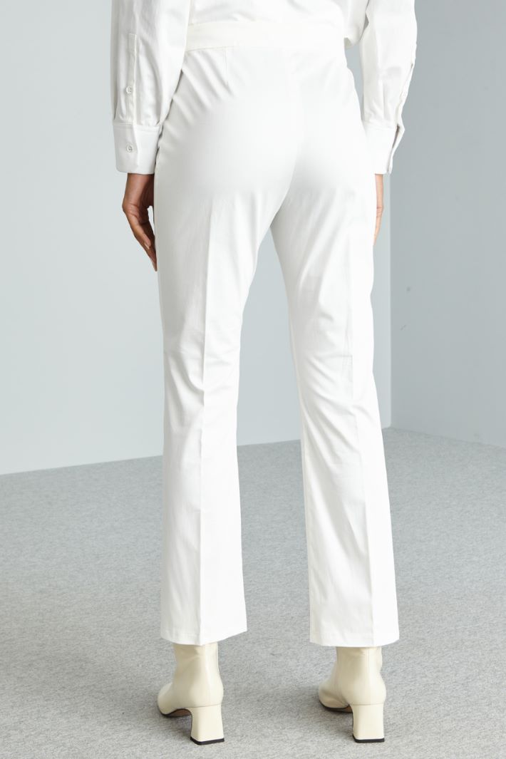 Pantaloni in raso di cotone - BIANCO - Fashion Market - 4