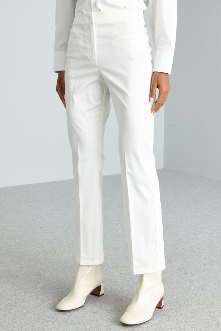 Pantaloni in raso di cotone - BIANCO - Fashion Market - 2