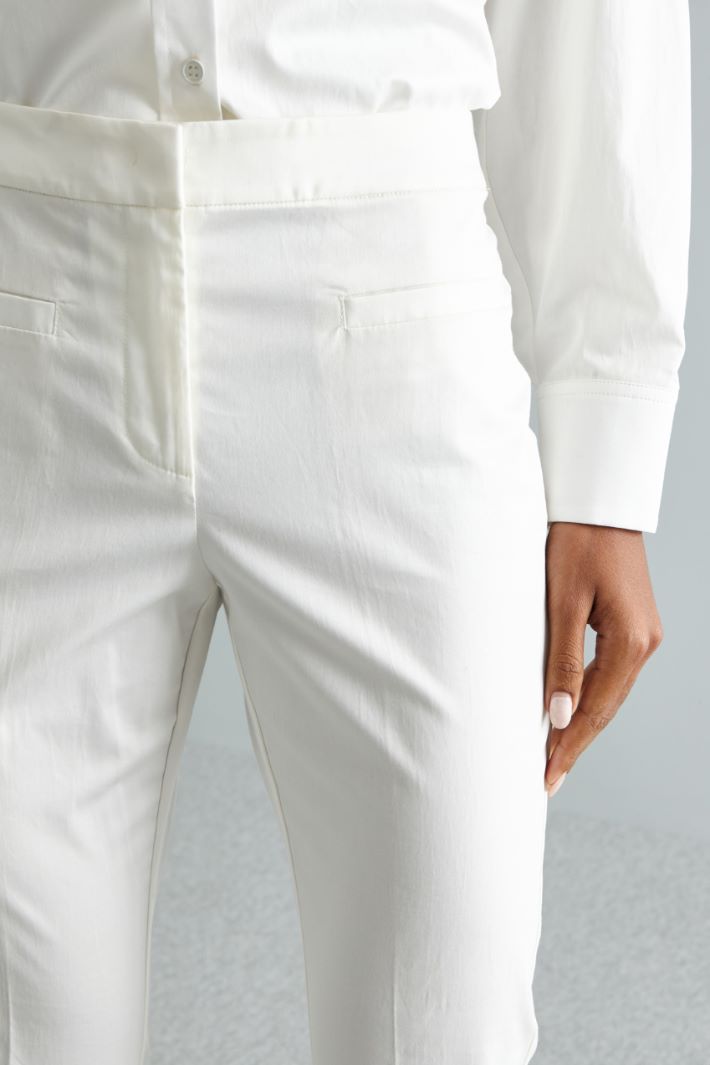 Pantaloni in raso di cotone - BIANCO - Fashion Market - 3