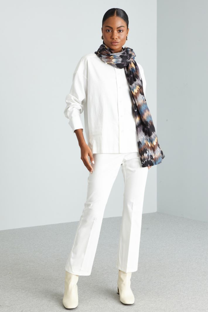 Pantaloni in raso di cotone - BIANCO - Fashion Market