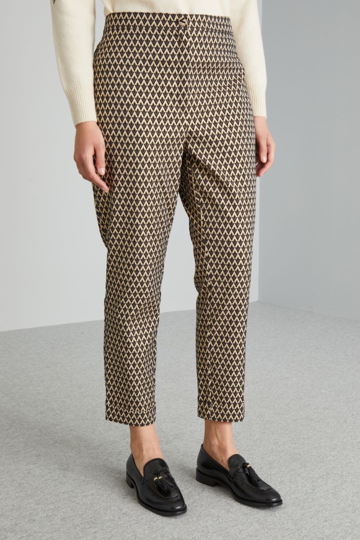 Pantaloni jacquard lamè - MARRONE ORO - Fashion Market - 2