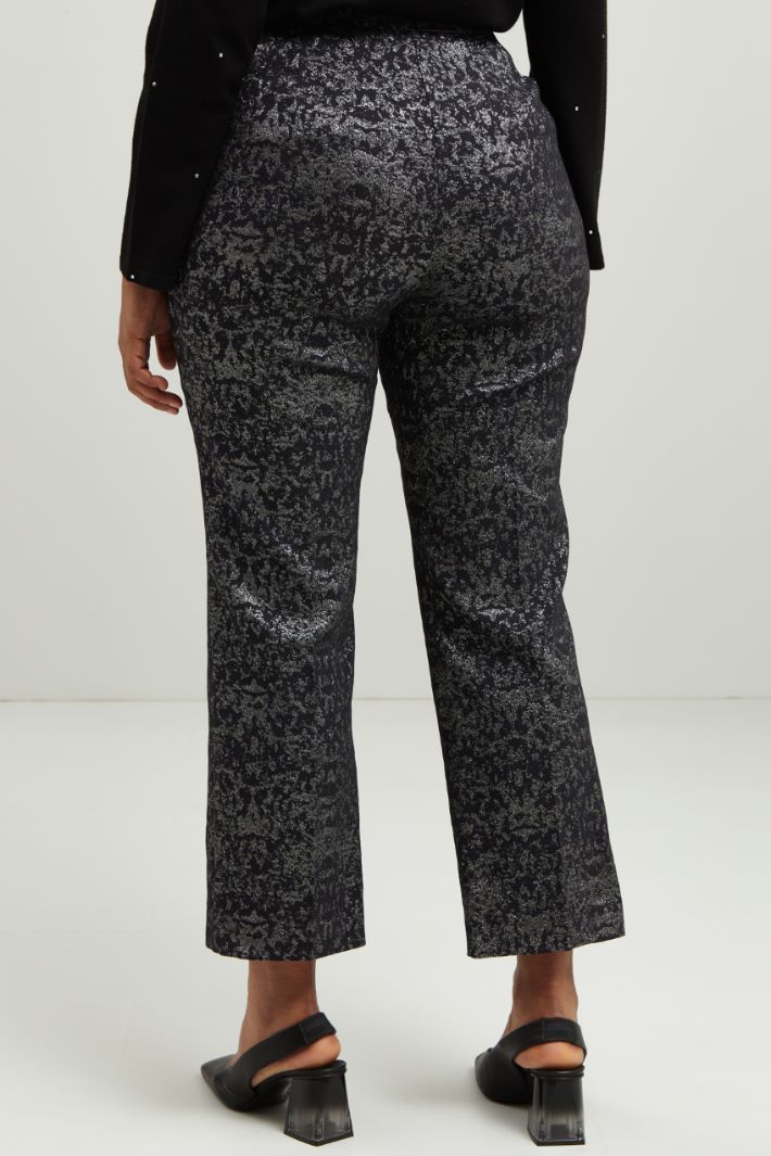 Pantaloni jacquard - NERO ARGENTO - Fashion Market - 4