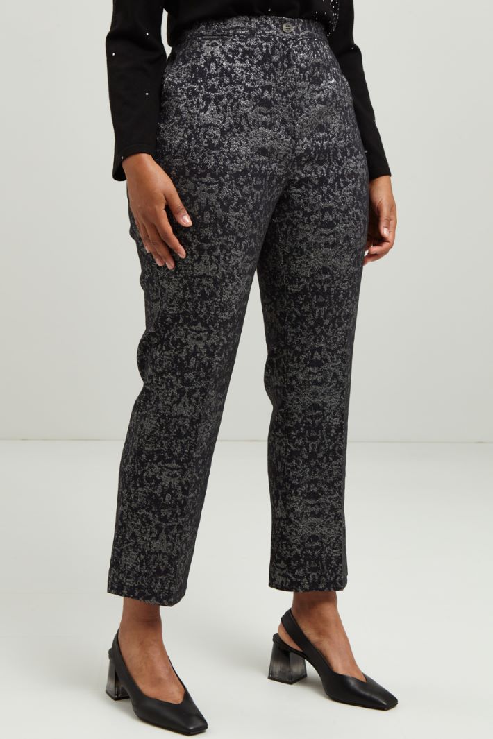 Pantaloni jacquard - NERO ARGENTO - Fashion Market - 2