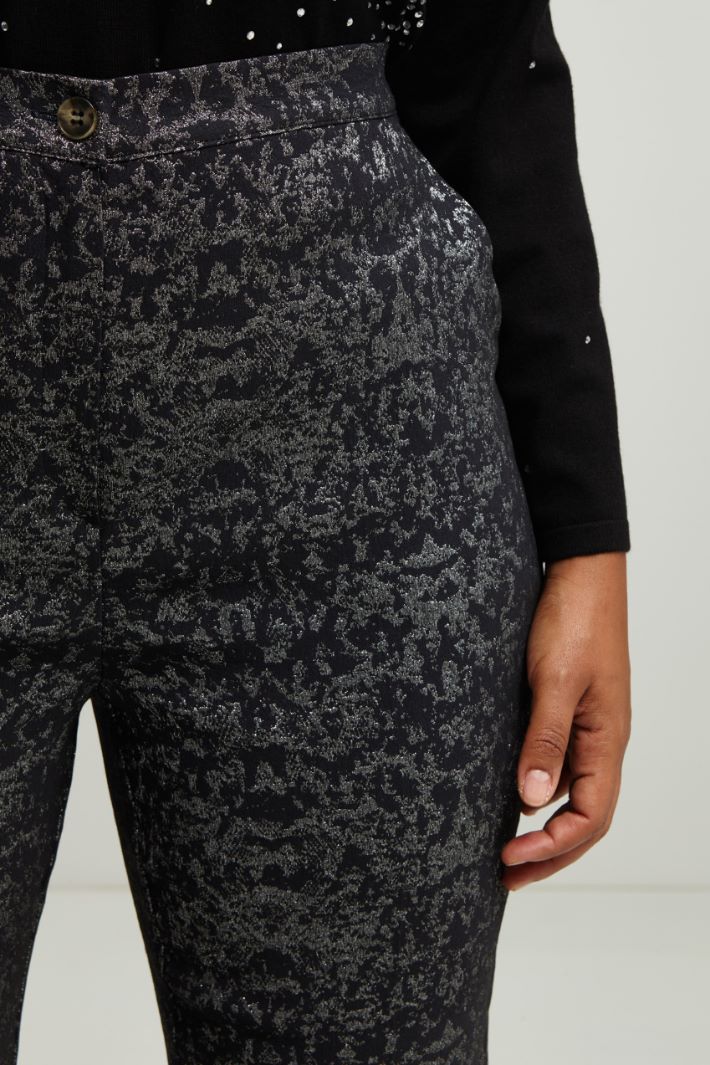 Pantaloni jacquard - NERO ARGENTO - Fashion Market - 3