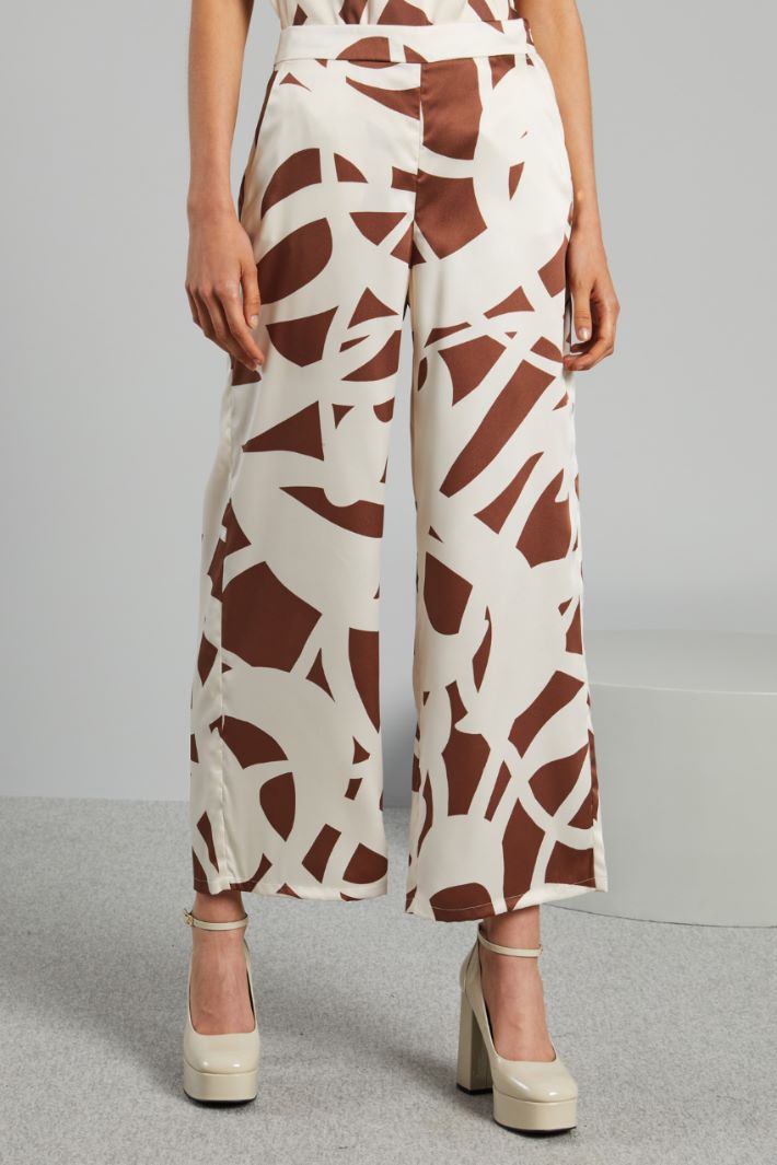 Pantaloni ampi in twill - AVORIO MARRONE - Fashion Market - 2