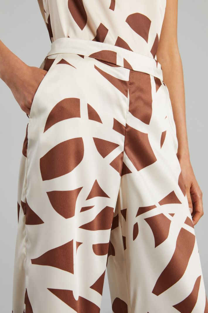 Pantaloni ampi in twill - AVORIO MARRONE - Fashion Market - 3