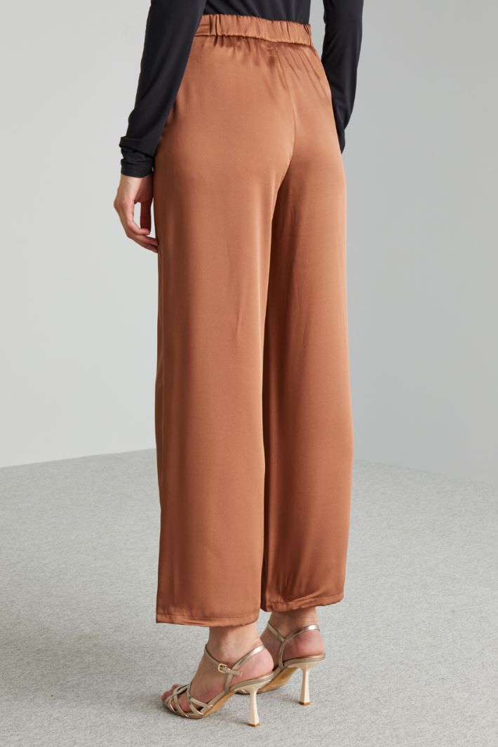 Pantaloni ampi in twill - MARRONE - Fashion Market - 4